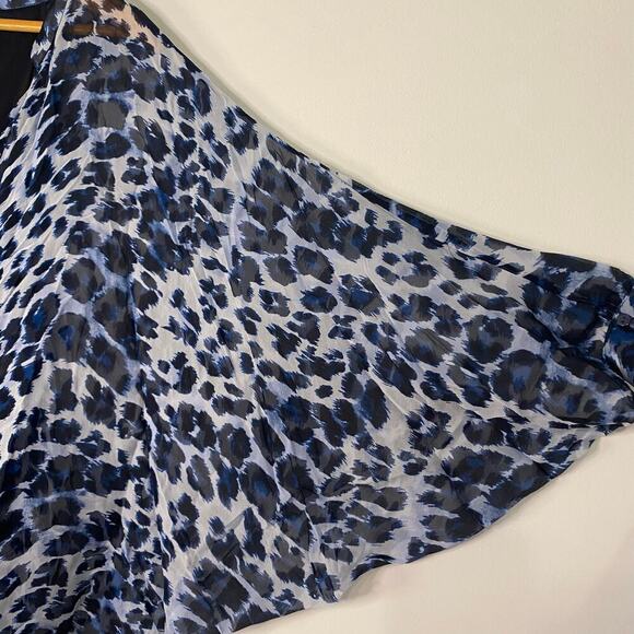 Diane Von Furstenberg Silk Blue Fleurette Leopard Print Dress Size 4 Lightweight - Picture 3 of 16